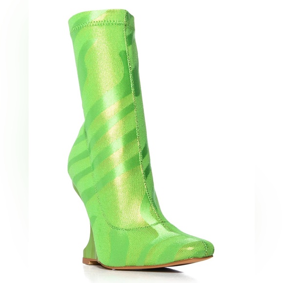 NWT. Azalea Wang Lime Lime Inverse Heel Bootie. - Picture 3 of 8